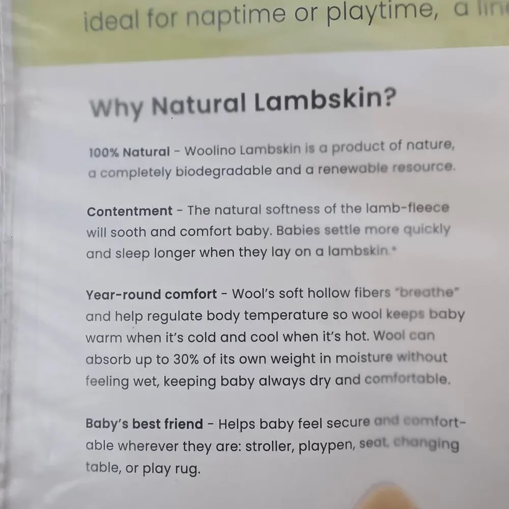 Woolino Baby Sheepskin Rug 100% Natural Australian Lambskin Plush Nursery New